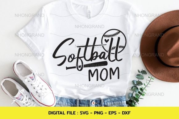 Softball Mom Heart Graphics for Crafts Branding